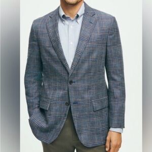 Brooks Brothers Regent Fit Wool Plaid Sport Coat Blue Gray Men’s 48R